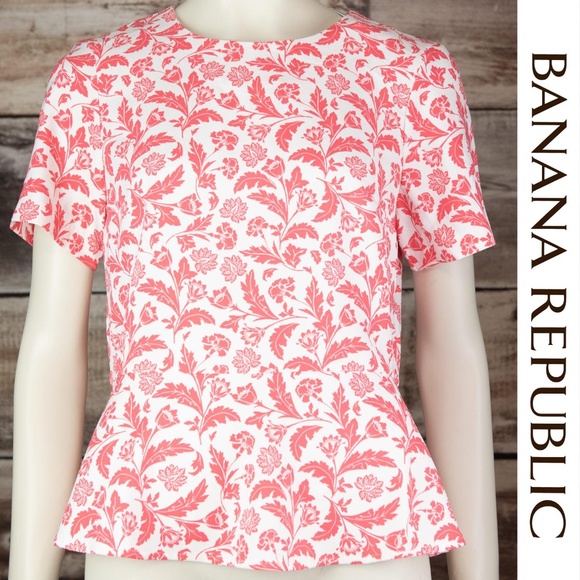 Banana Republic Tops - NWT Banana Republic Floral Peplum Short Sleeve Top